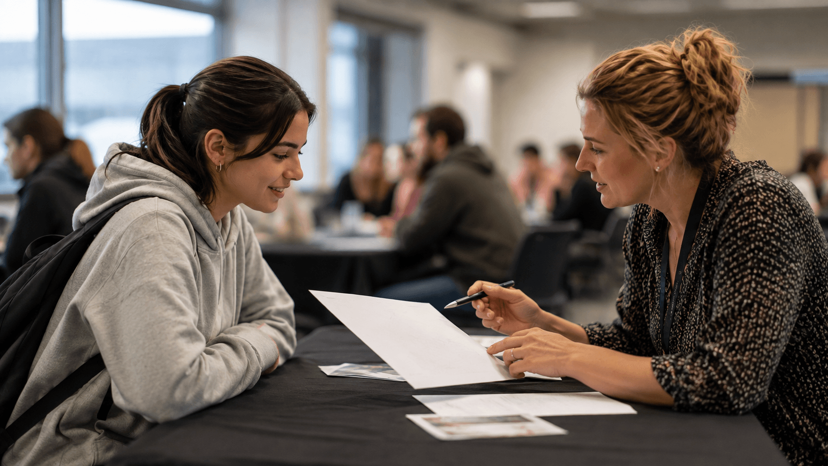 Careers adviser helping a student explore skills and future options